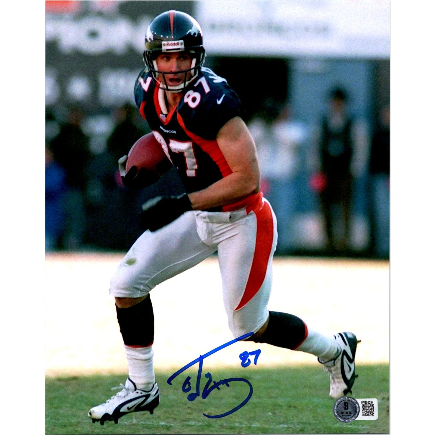 Ed McCaffrey Signed 8x10 Photo Denver Broncos BECKETT NFL Autographed HOF