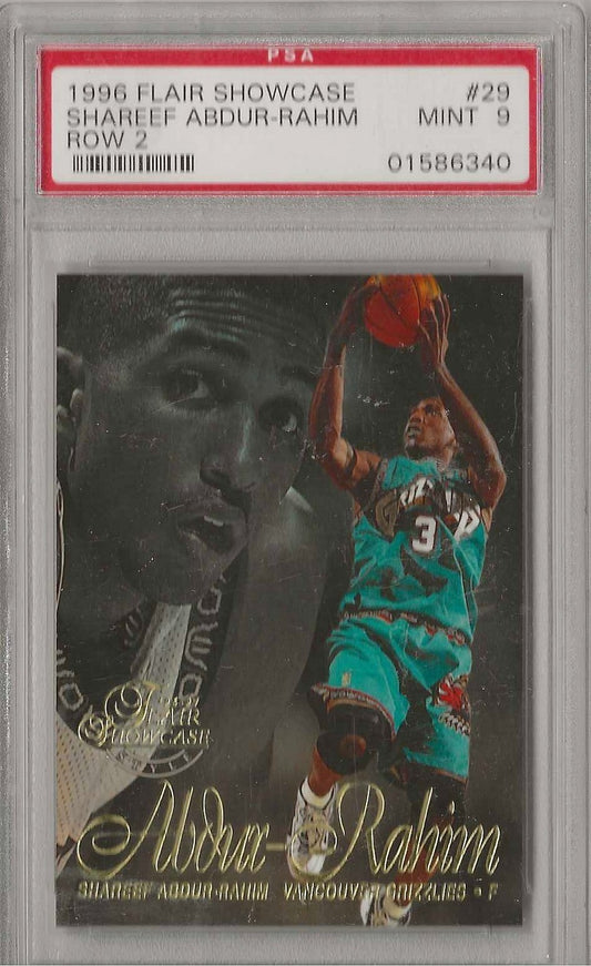 1996 Flair Showcase Shareef Abur-Rahim PSA Mint 9 Graded Card Grizzlies NBA Row