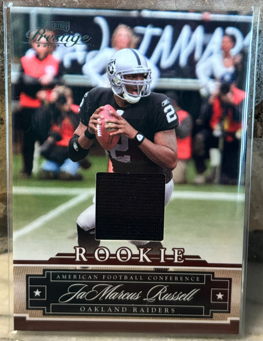 2007 Playoff Prestige #152 JaMarcus Russell Rookie Review Materials Raiders