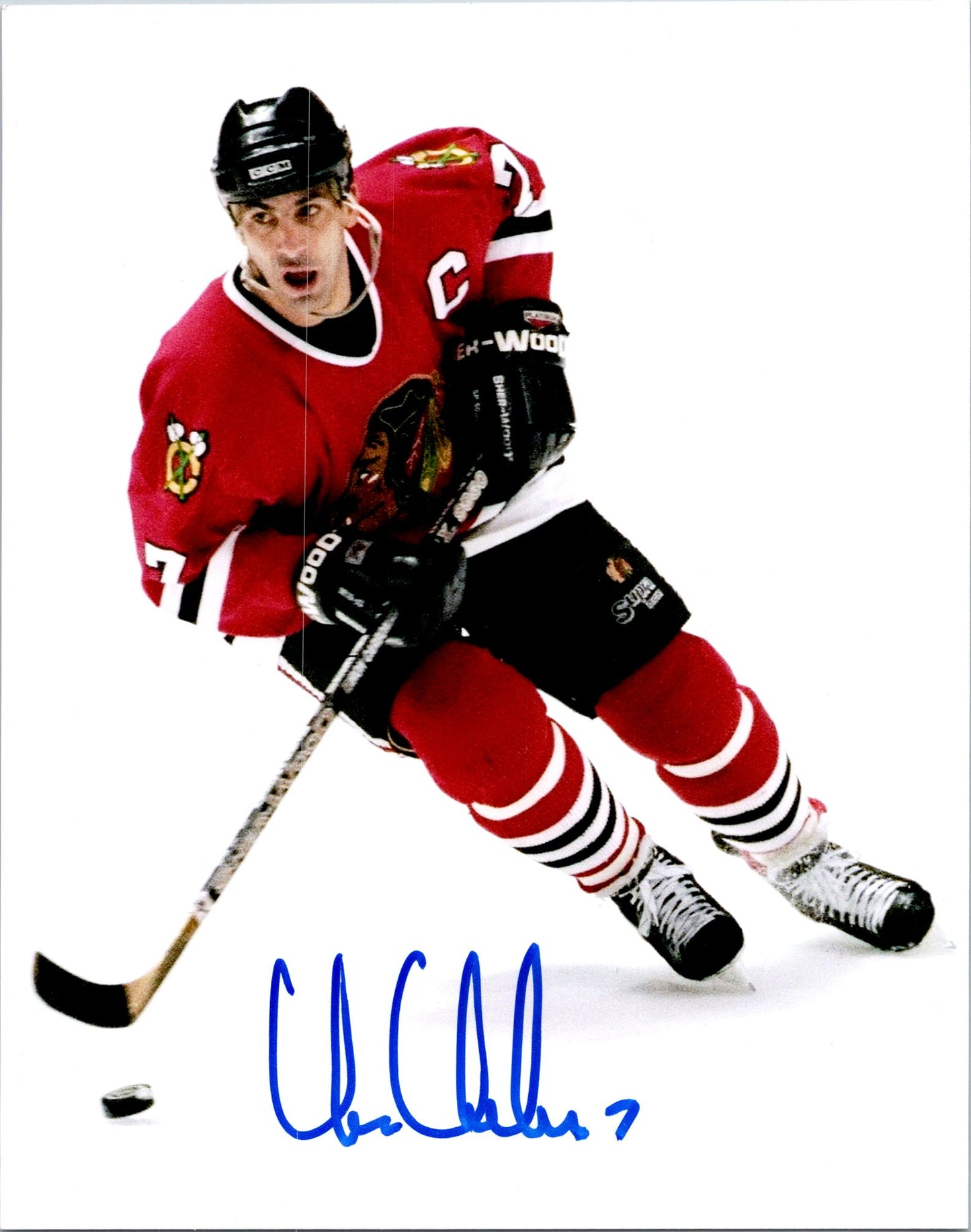 Chris Chelios Hand Signed 8x10 Photo Chicago Black Hawks NHL