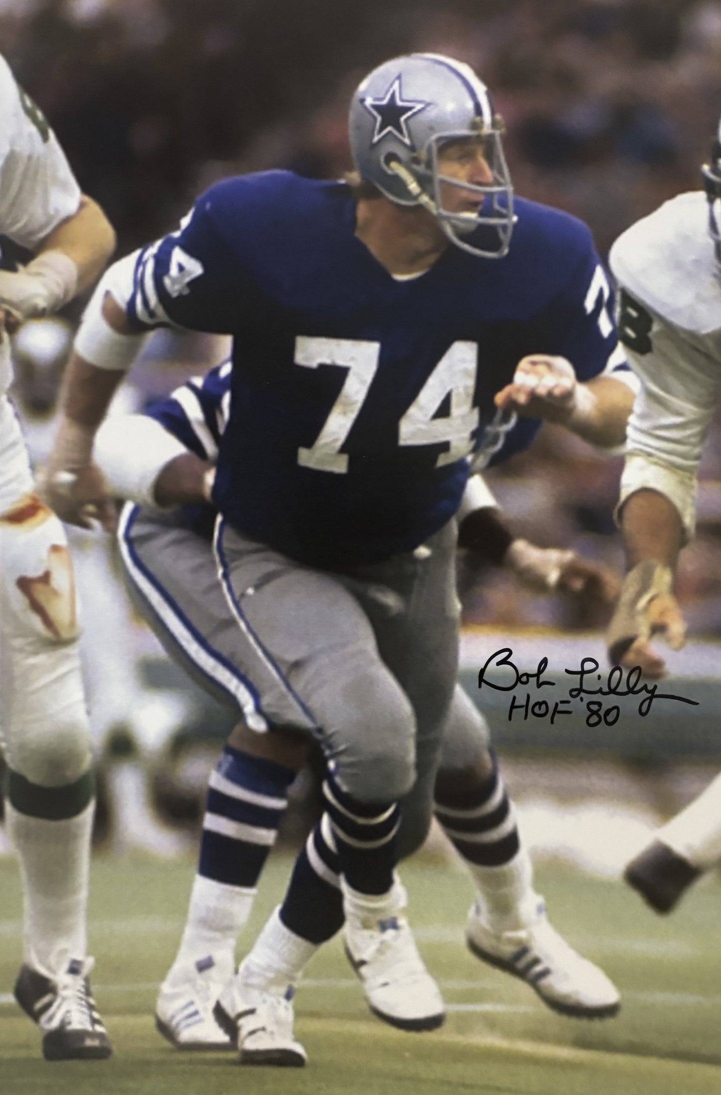 Bob Lilly Signed 11x17 Photo Dallas Cowboys COA NFL Autographed Color