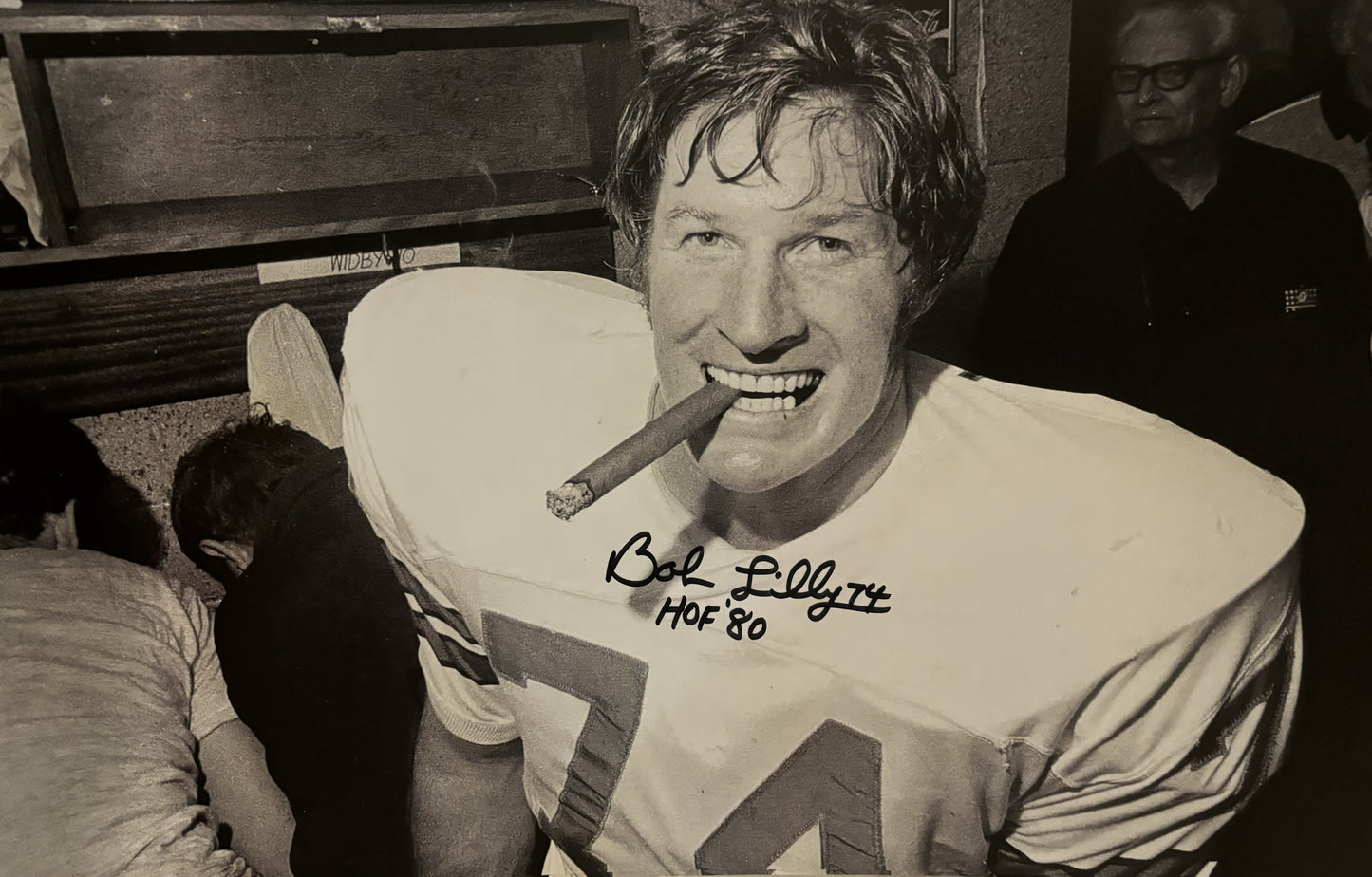 Bob Lilly Signed 11x17 Photo Dallas Cowboys COA NFL Autographed B/W