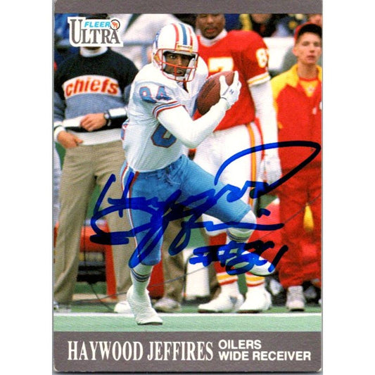 Haywood Jeffires Signed 1991 Fleer Ultra Card #50 Houston Oilers NFL Auto