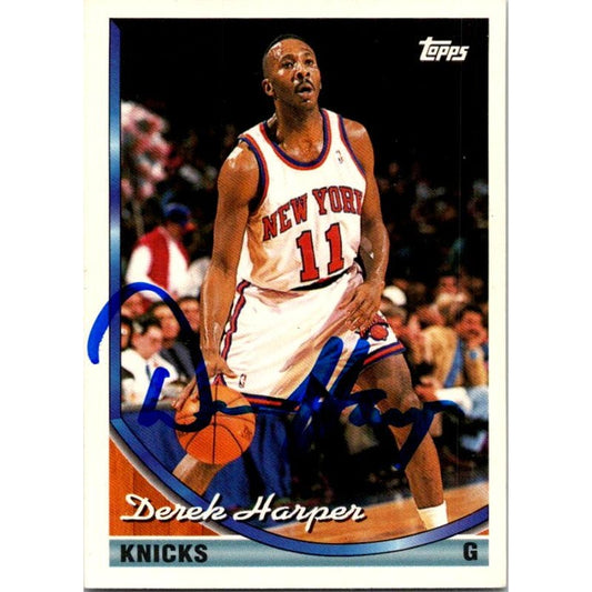 Derek Harper Signed Topps #284 1993-94 Card New York Knicks Auto NBA