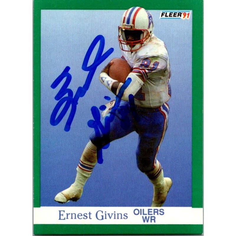 Ernest Givins Signed 1991 Fleer Card #61 Houston Oilers NFL Auto